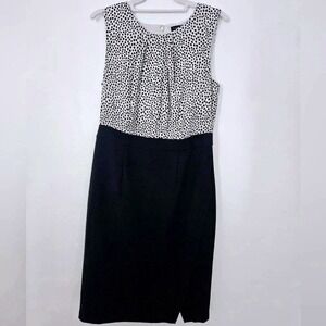 Talbots Black White Dot Print Sleeveless Sheath Dress Size 6 Business Casual